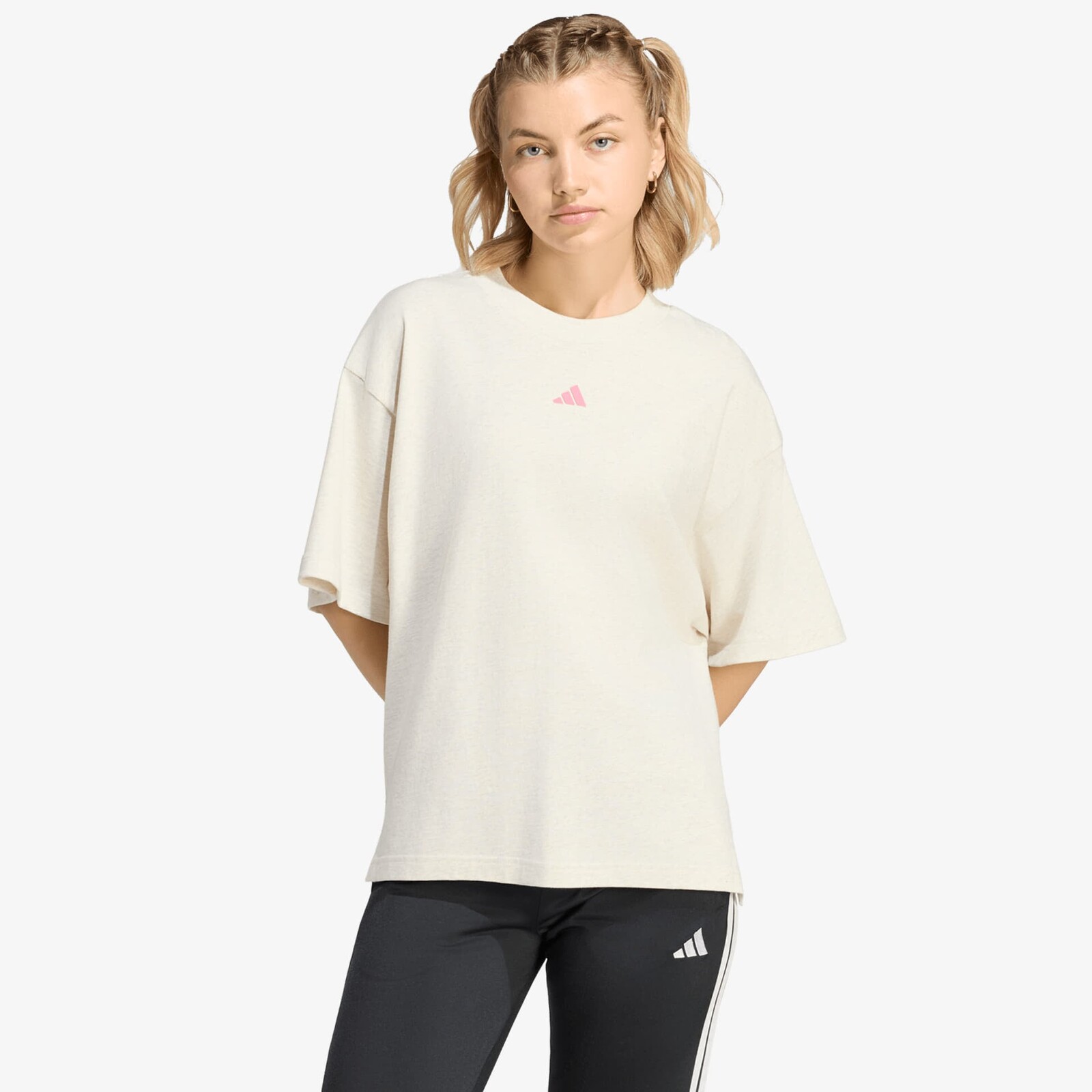Tričko adidas 3-Stripes Studio T-Shirt Chalk White Mel. M