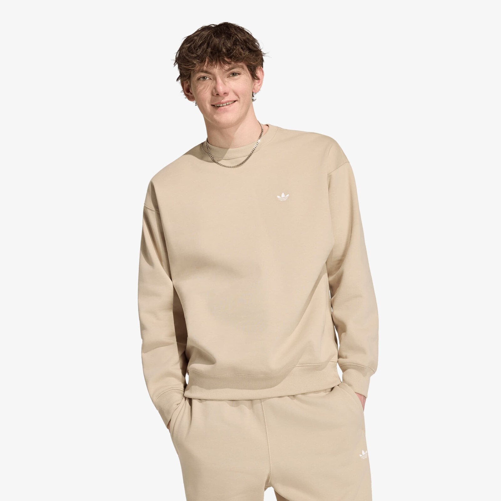 Mikina adidas Trefoil Essentials Loose Crew Sweatshirt Khaki Three S