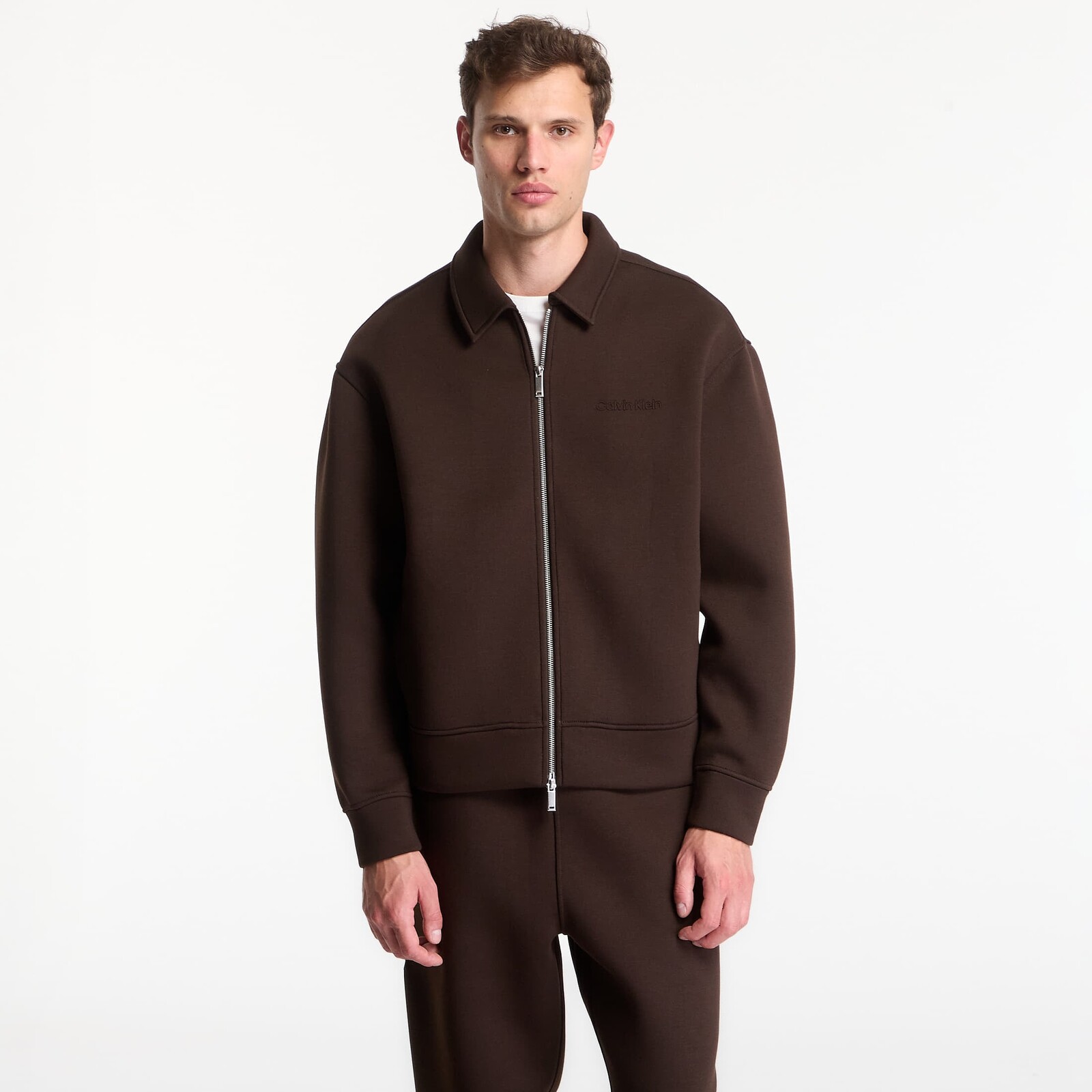 Bunda Calvin Klein Ls Cooling Spacer Fz Shirt Jacket Dark Coffee M