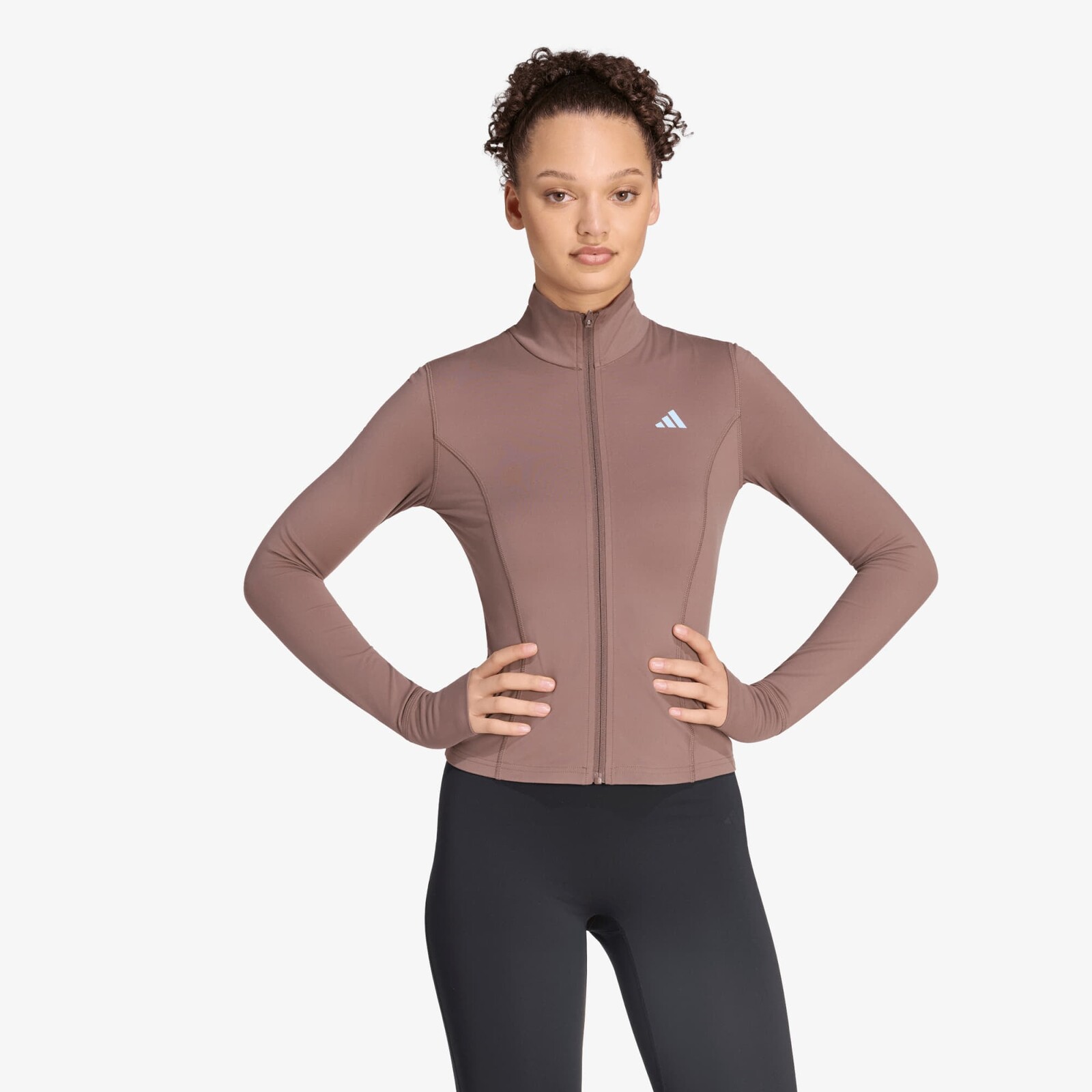 Mikina adidas 3-Stripes Studio Zip Through Jacket Earth Strata XS