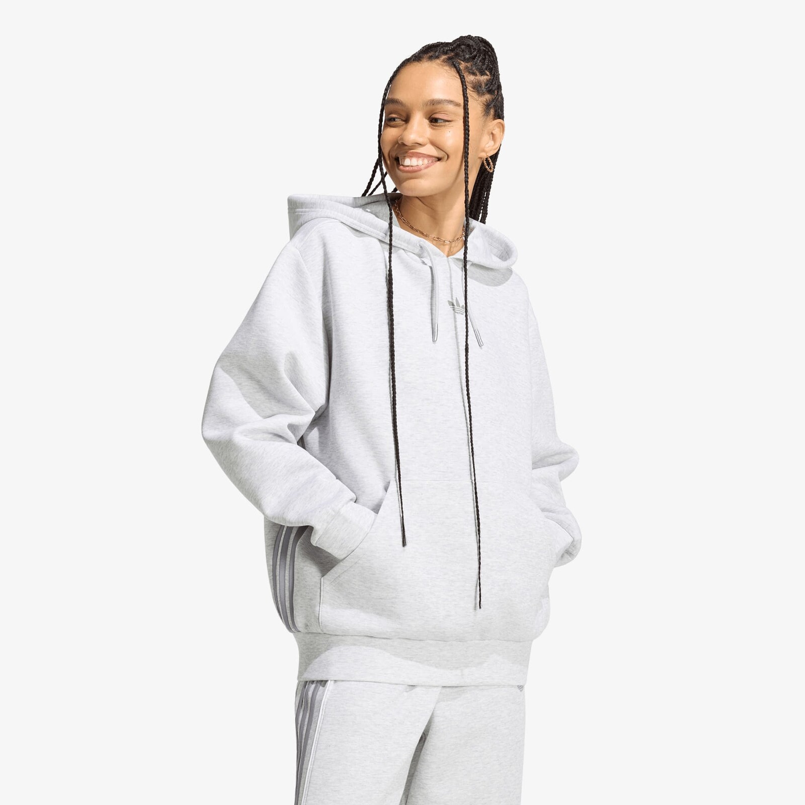 Mikina adidas Spacer Hoodie Light Grey Heather/ Reflective Silver/ Lgh Solid Grey L