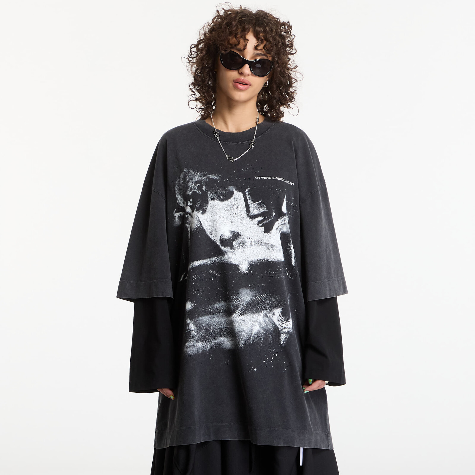 Oblečenie Off-White Dreaming Narciso T-Shirt Dress Fade Out Black White L