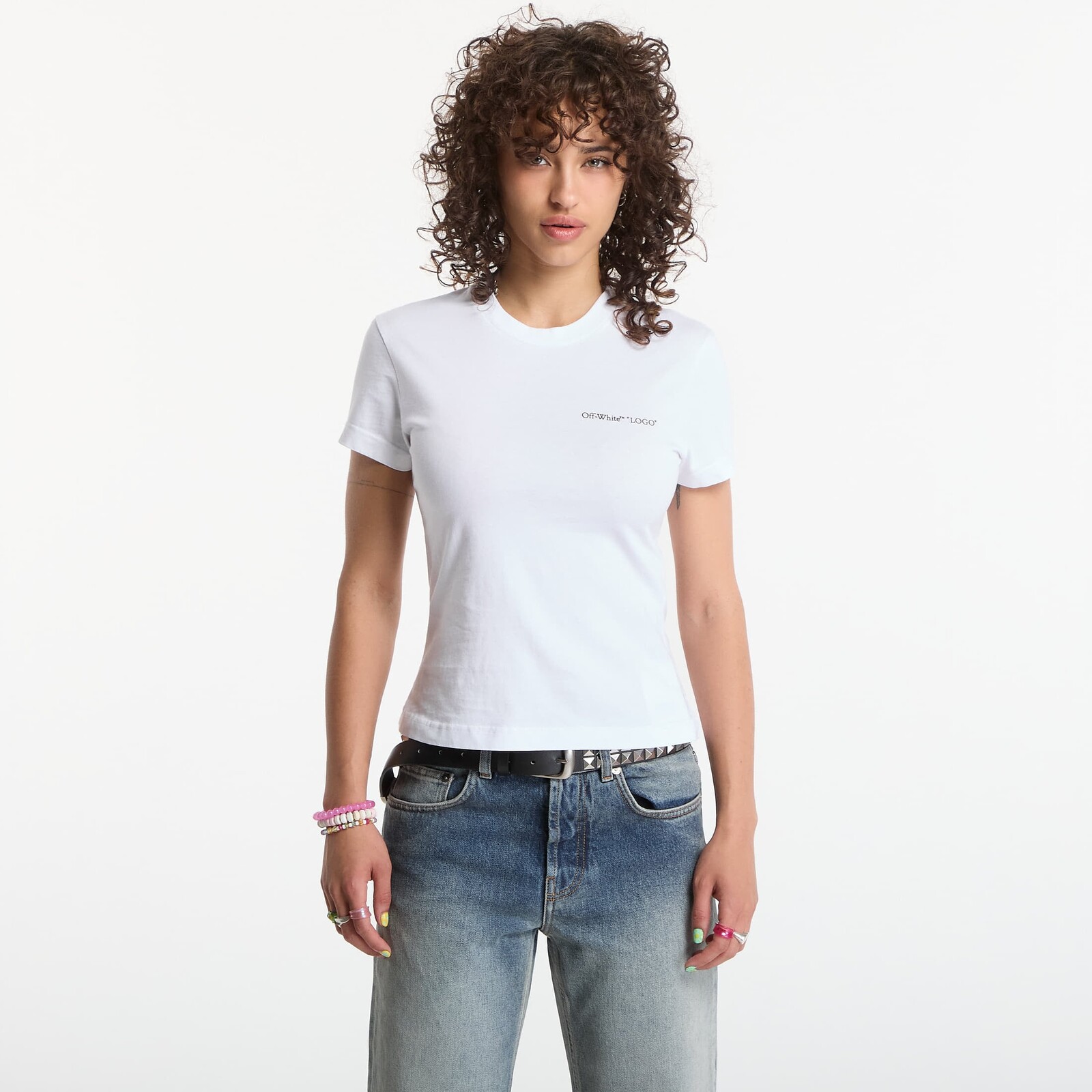 Tričko Off-White Logo Quote Fitted Tee White S