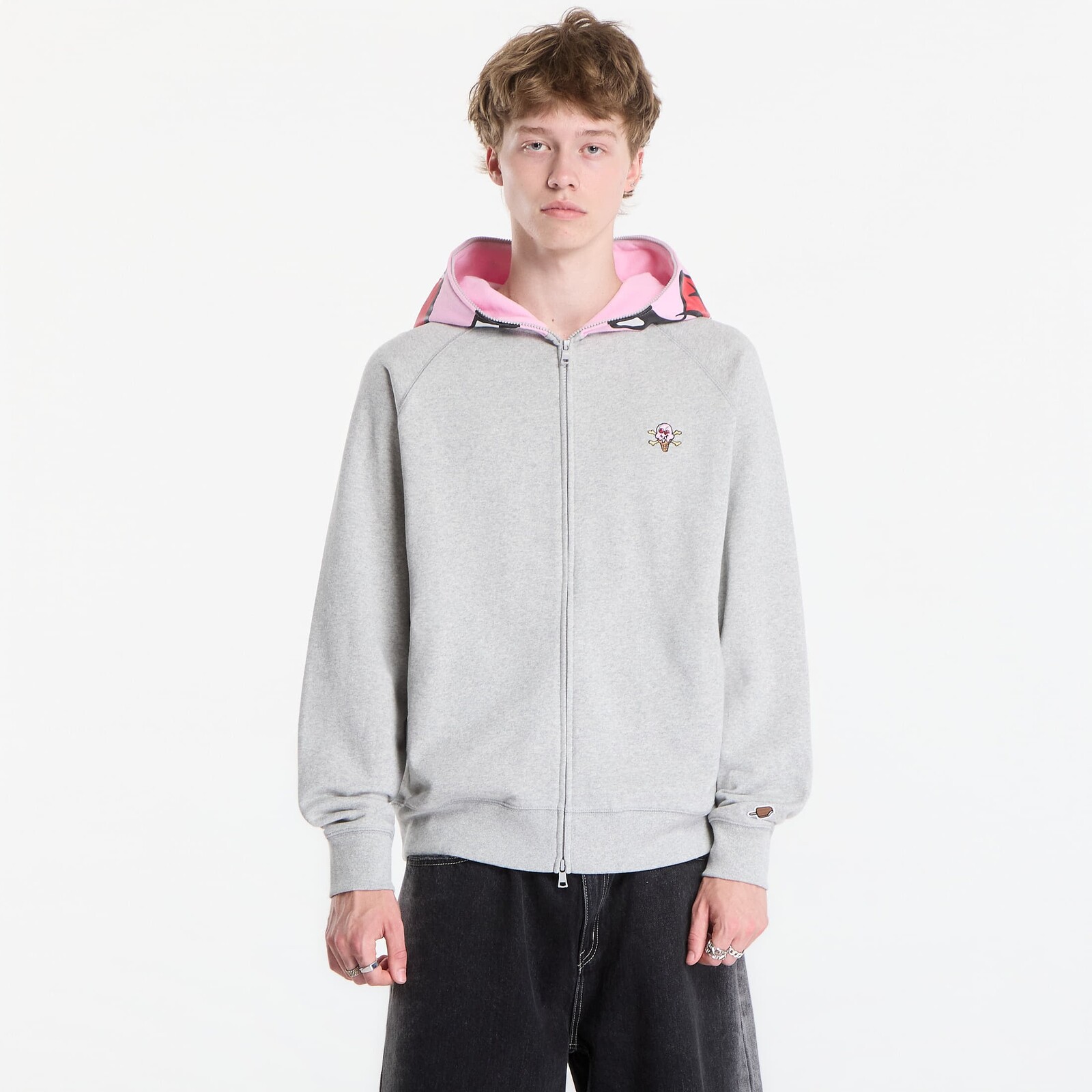 Mikina Billionaire Boys Club Icecream Cones & Bones Zip Through Hood Heather Grey M