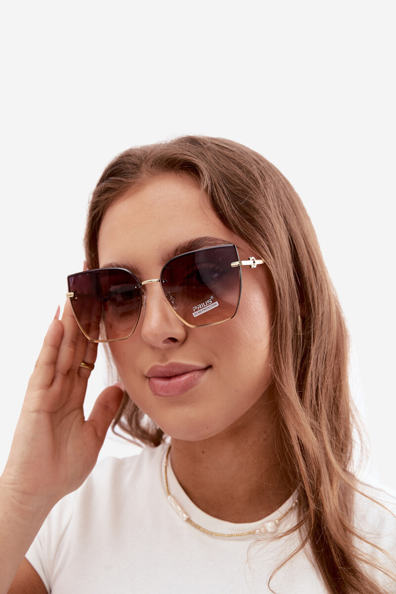 Boto bezrámové okuliare Cat Eye hnedé