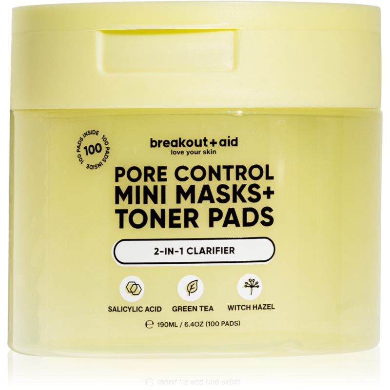 breakout + aid Pore Control Mini Masks + Toner Pads tonizačné vankúšiky s kyselinou salicylovou 100 ks