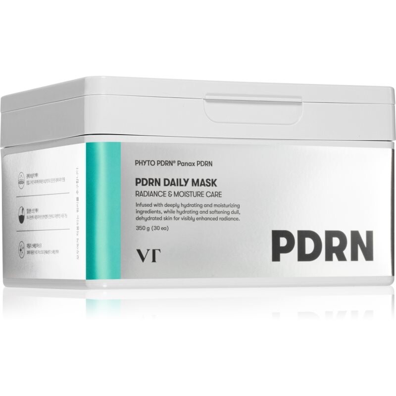 VT Cosmetics PDRN Daily Mask hydratačná plátienková maska pre rozjasnenie a vyhladenie pleti veľké balenie 30 ks