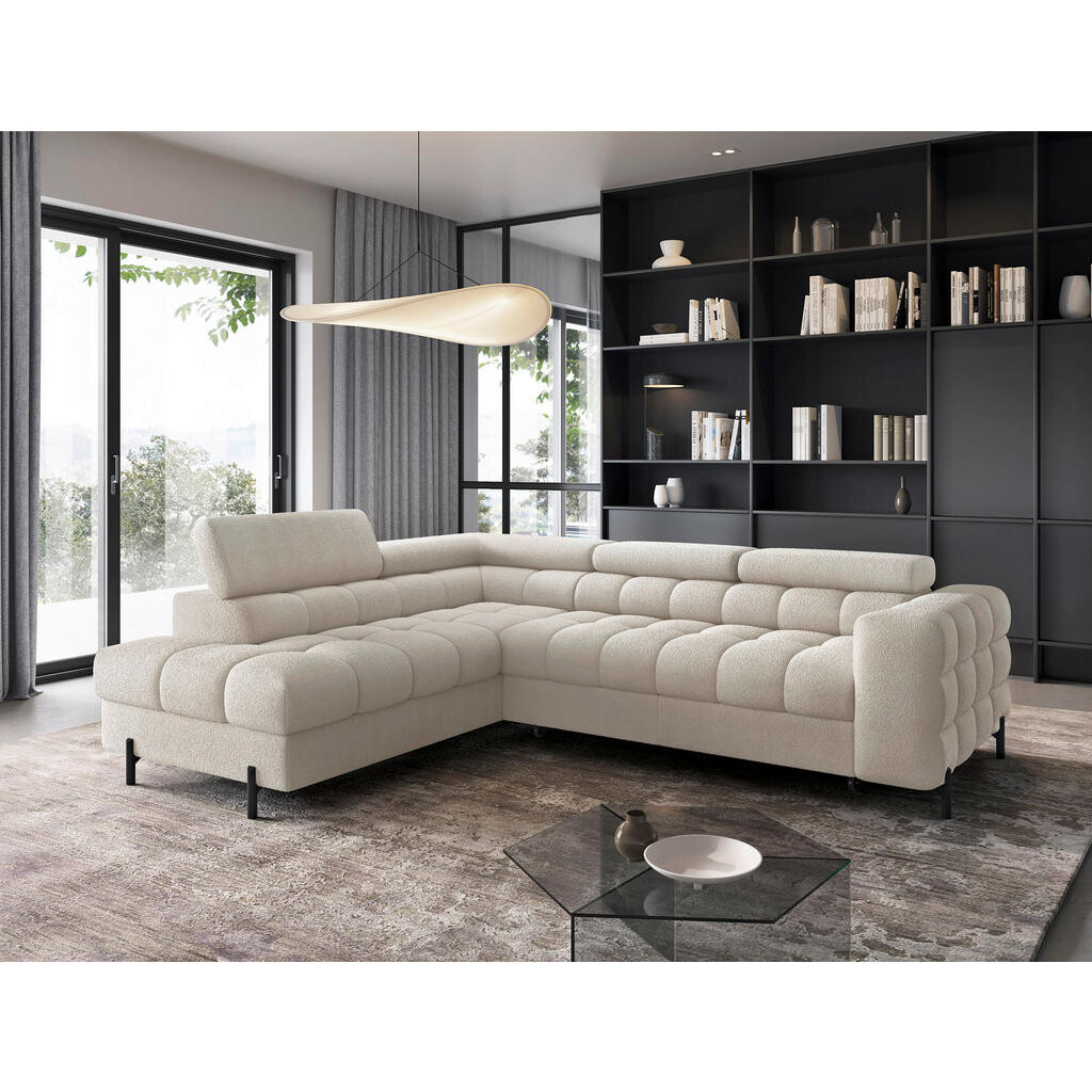 P & B ROHOVÁ SEDAČKA, textil, krémová
