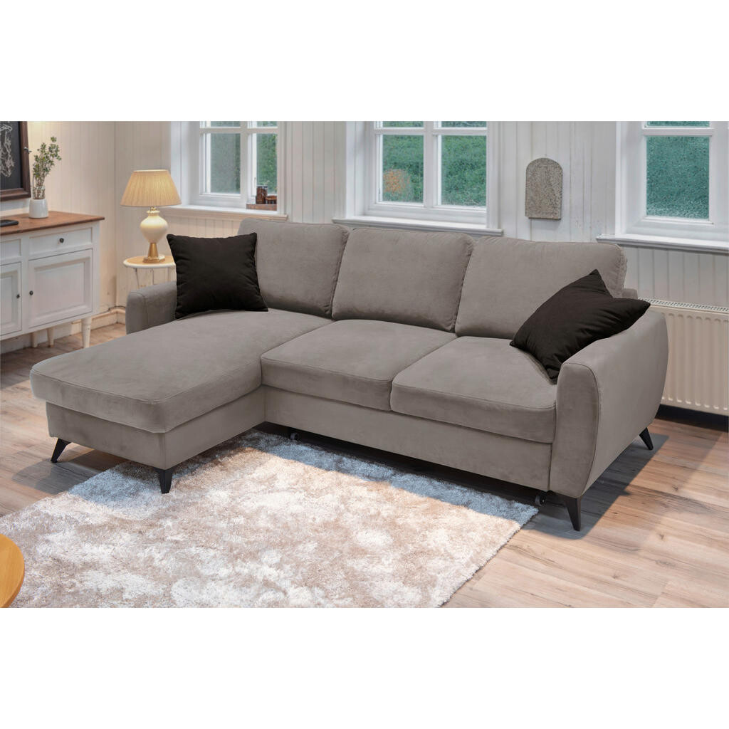 Livetastic ROZKLADACIA ROHOVÁ SEDAČKA, kov, textil, kompozitné drevo, taupe