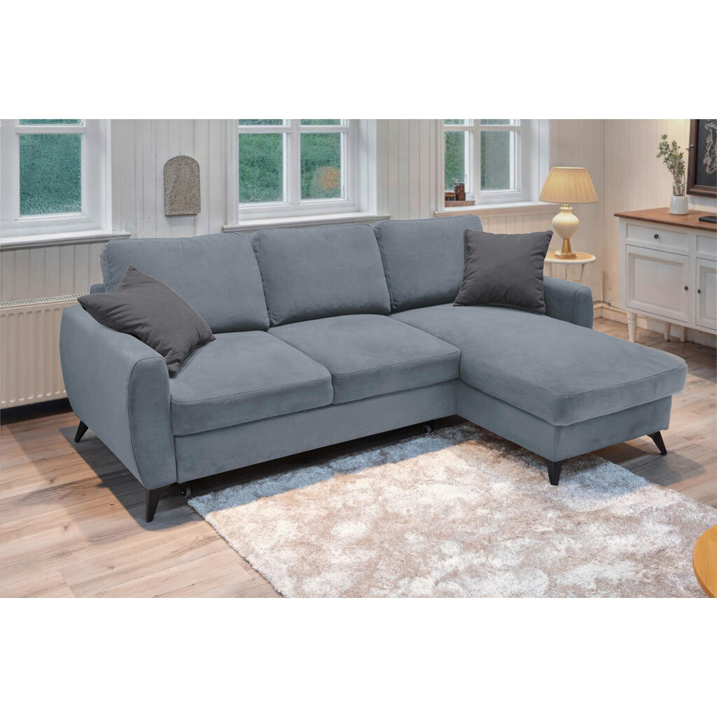 Livetastic ROZKLADACIA ROHOVÁ SEDAČKA, kov, textil, kompozitné drevo, sivá