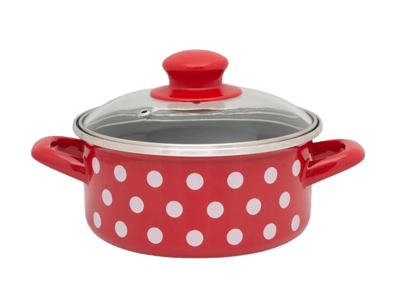 METALAC Kastról so sklenenou pokrievkou 20 cm červený, bodkovaný, čierny vnútrok 2.75 l