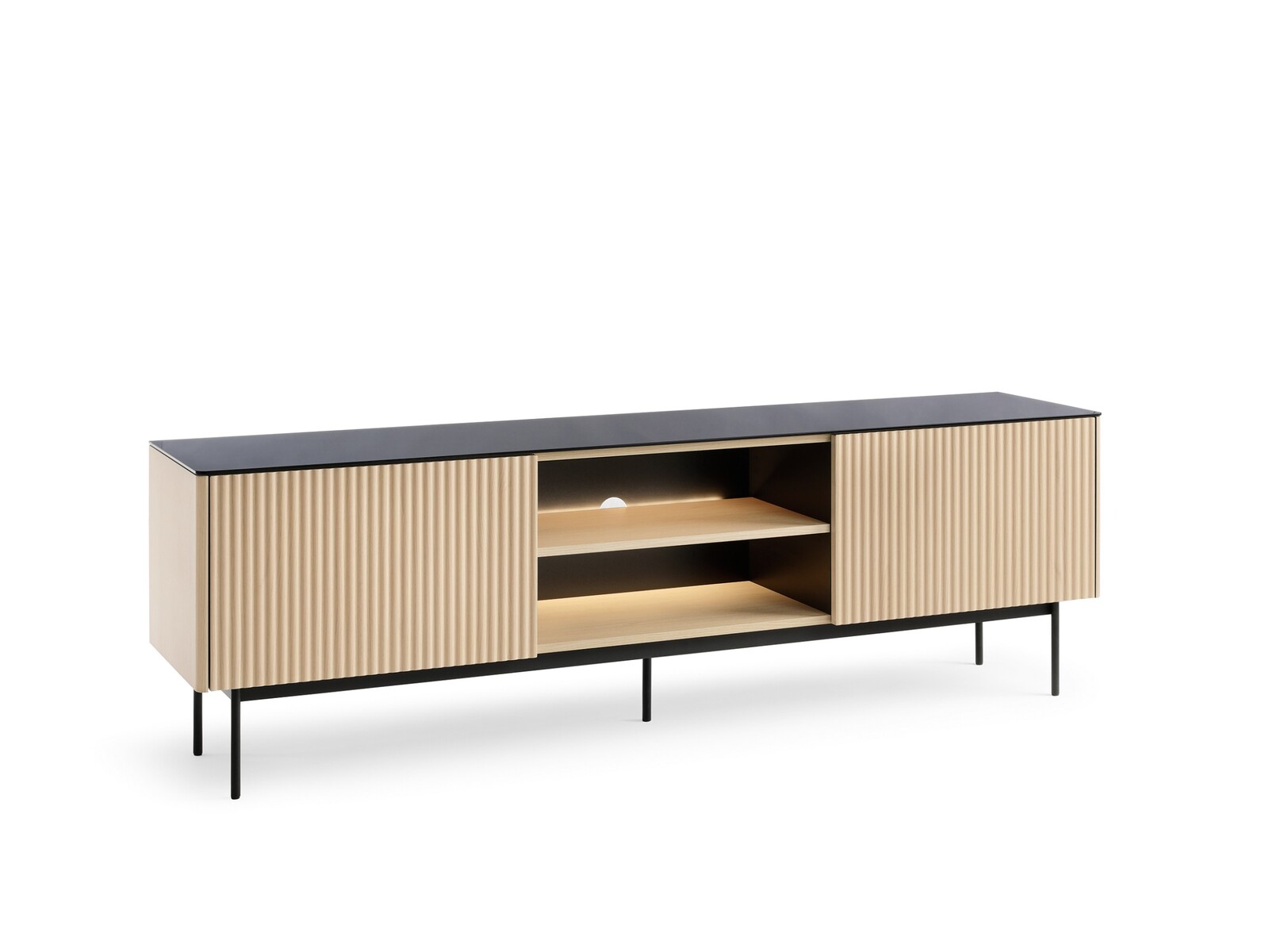 TV stolek s LED osvětlením Orta 180 cm černý/dub Vicenza