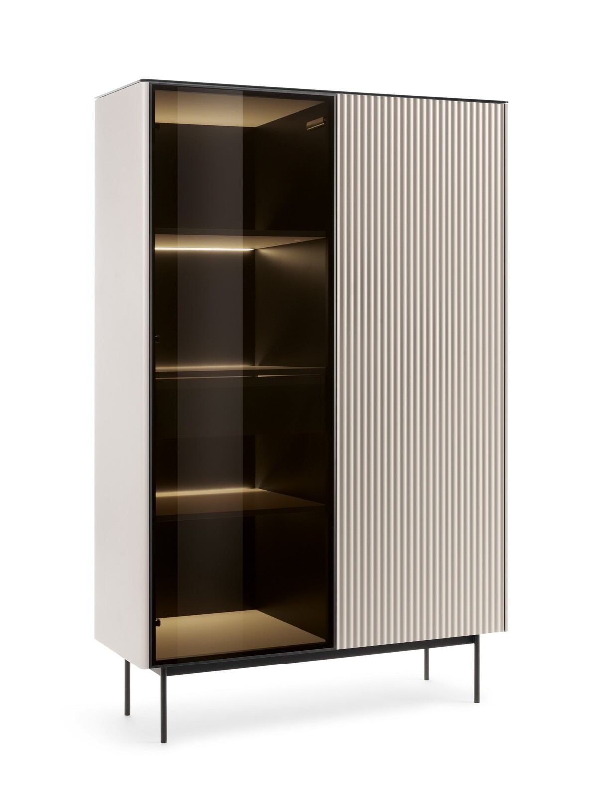 Vitrína s LED osvětlením Orta WTSZ 107 cm kašmírová