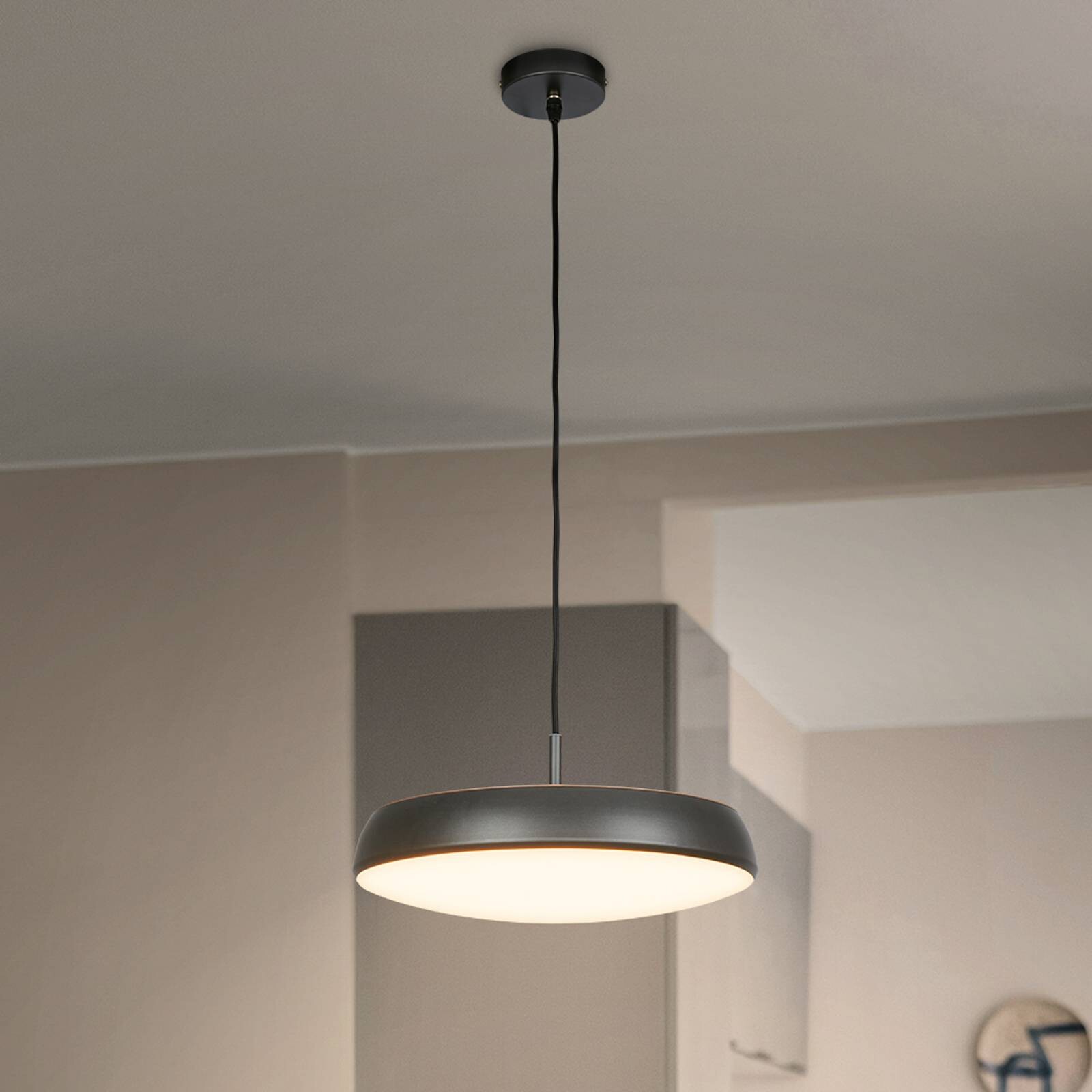 LED závesné svietidlo Nala, antracitová farba, kov/plast, Ø 35 cm