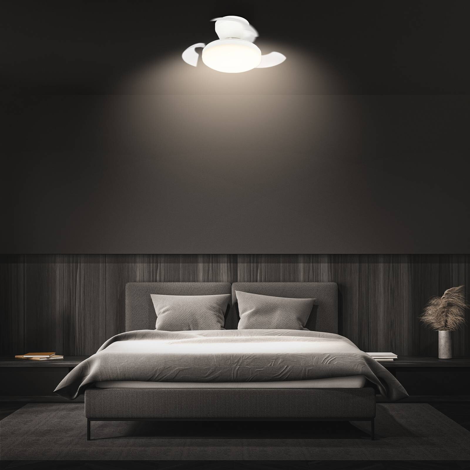 Stropný ventilátor s LED osvetlením Ravan, motor na jednosmerný prúd, biely, Ø