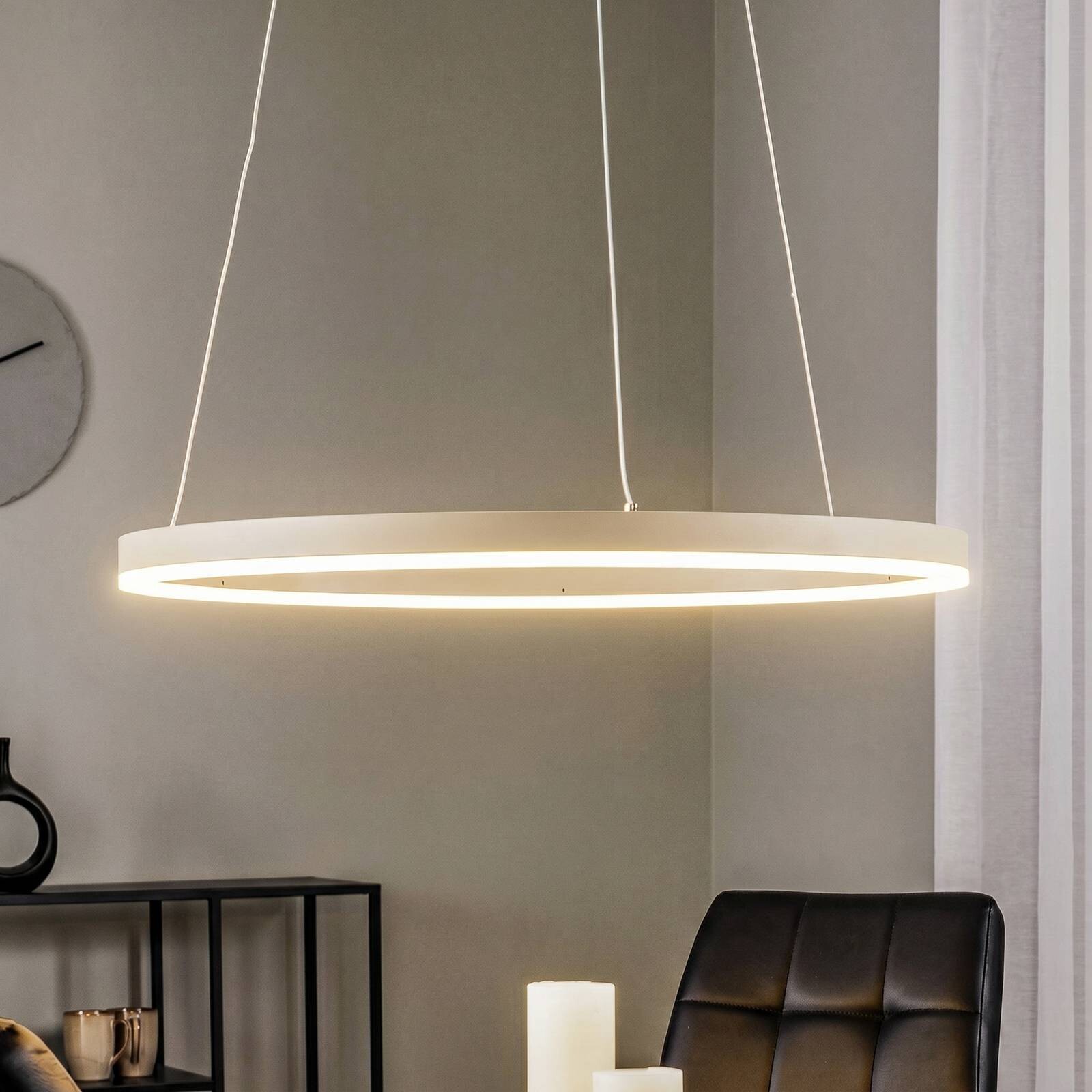 LED závesné svietidlo Arcchio Albiona, béžové, 1 krúžok, Ø 60 cm