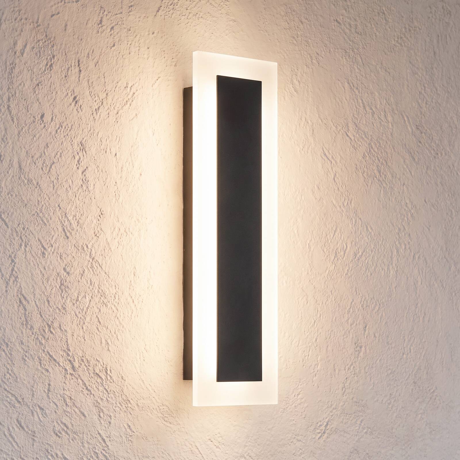 LED vonkajšie nástenné svietidlo Wow, čierne/biele, kov, IP54, CCT