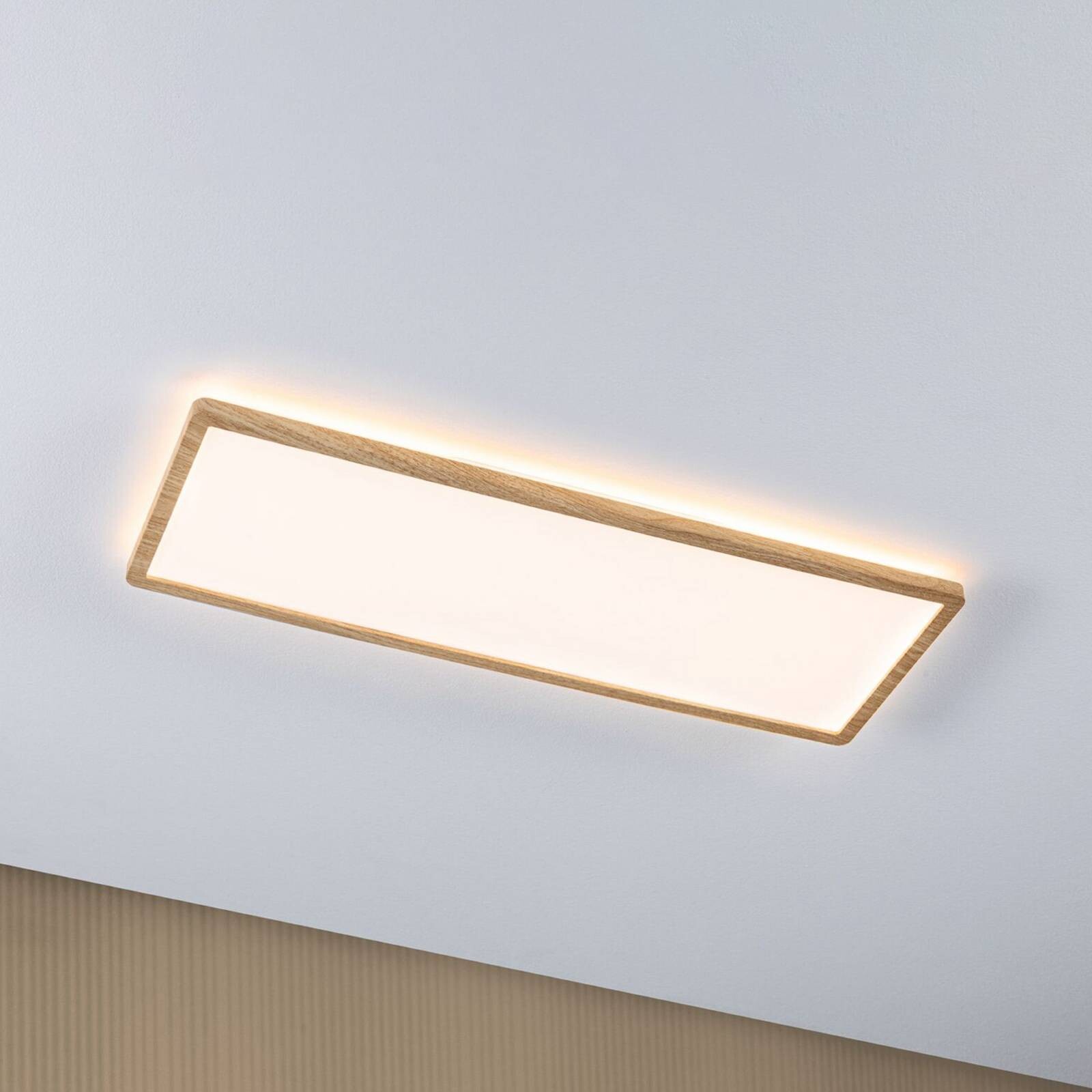 LED panel Paulmann Atria Shine 58 cm, drevo, IP44, 3000 K, zapnutie/vypnutie