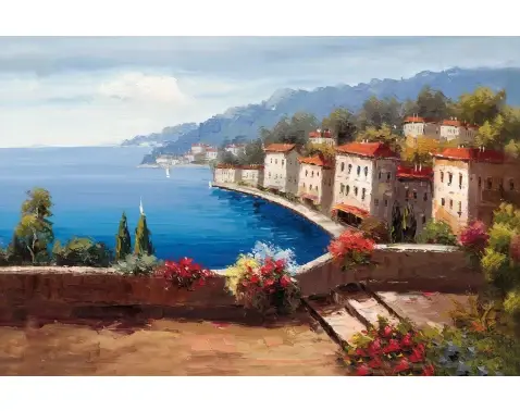 Obraz na plátne Malebné mestečko 116x76 cm, efekt ručnej maľby%