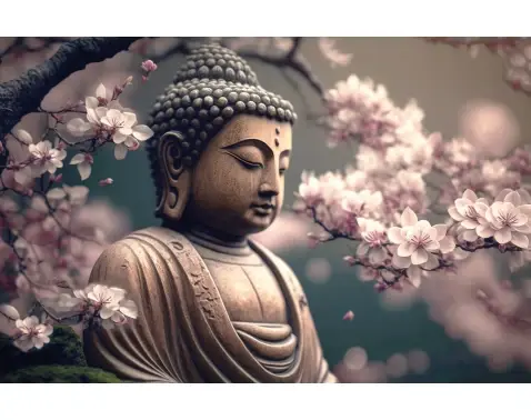 Obraz na plátne Budha pod sakurou, 116x76 cm%
