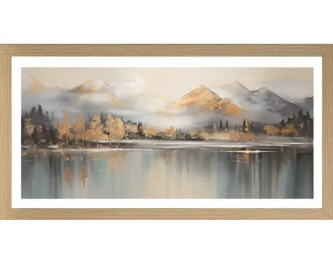 Rámovaný obraz Horská krajina 49x23 cm, ručne maľovaný efekt%