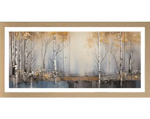 Rámovaný obraz Brezy 49x23 cm, buk%