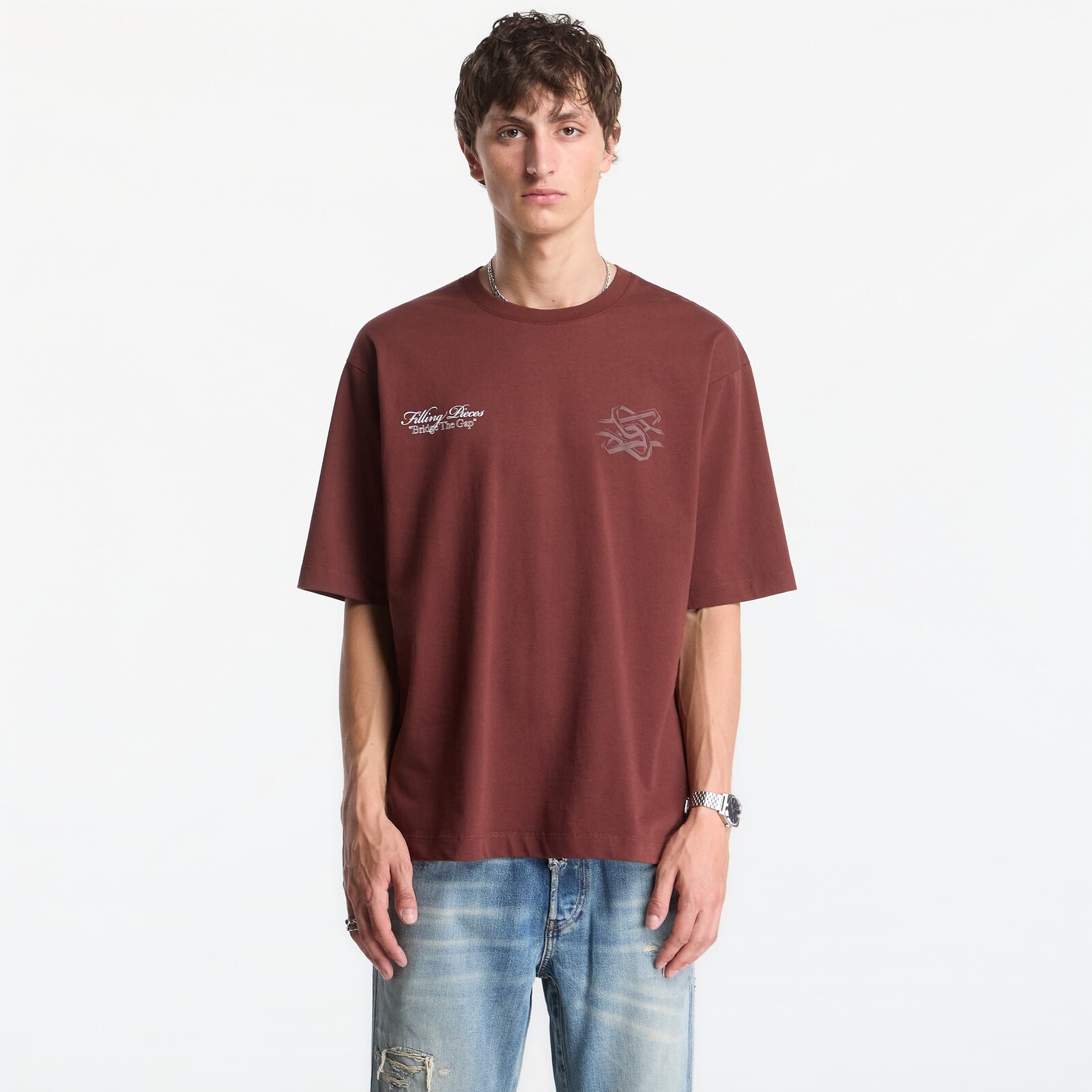 Tričko Filling Pieces T-Shirt Boxy Bridge The Gap Bitter Chocolate XL