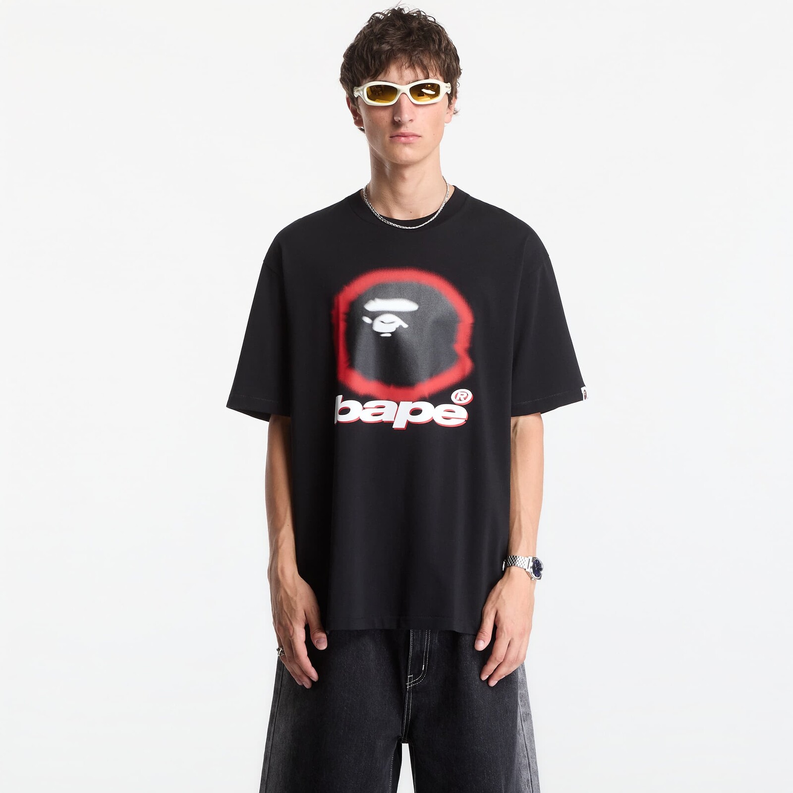 Tričko A Bathing Ape Spray Ape Head Relaxed Fit Tee UNISEX Black M