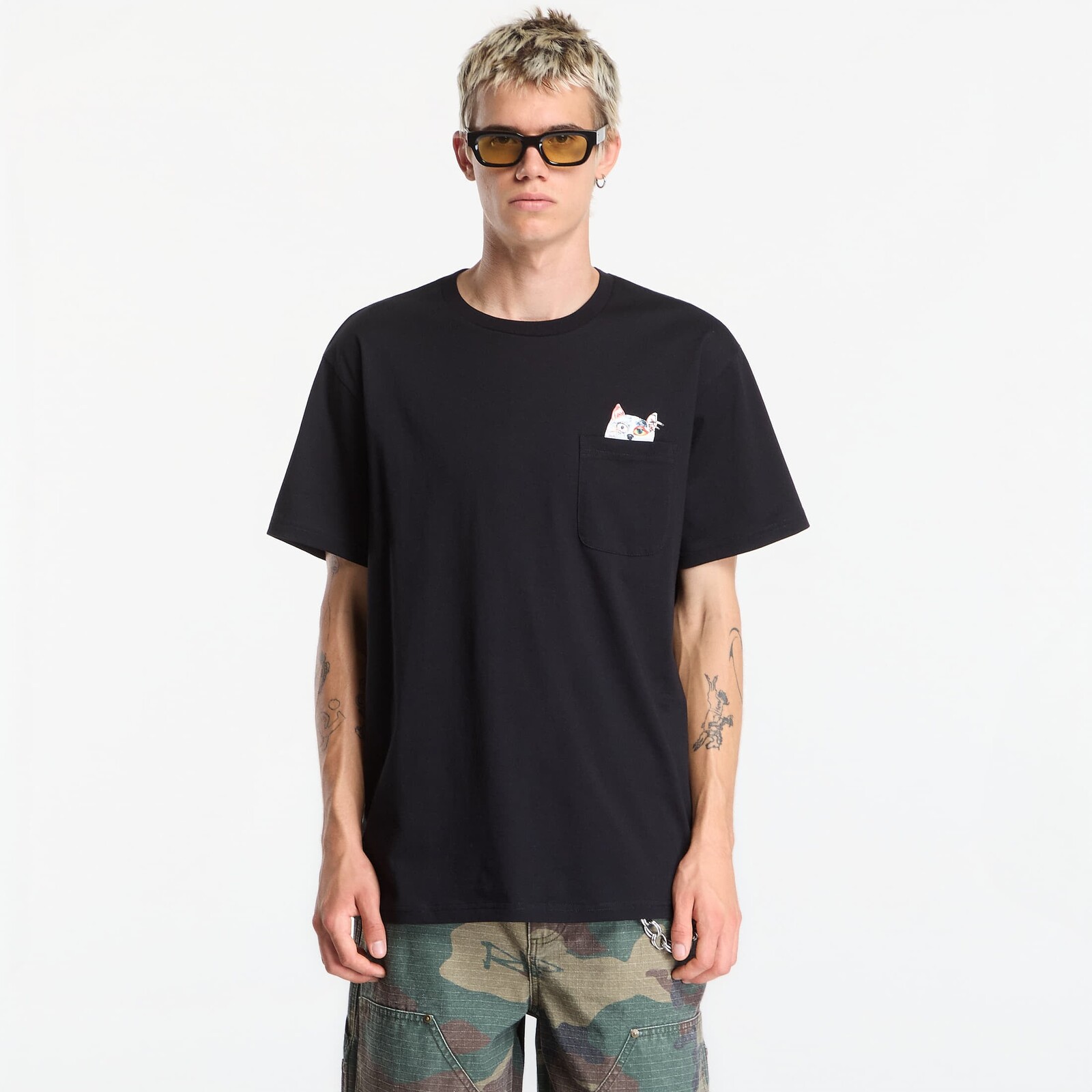 Tričko RIPNDIP Lord Nermal Collage Pocket Tee Black XXL