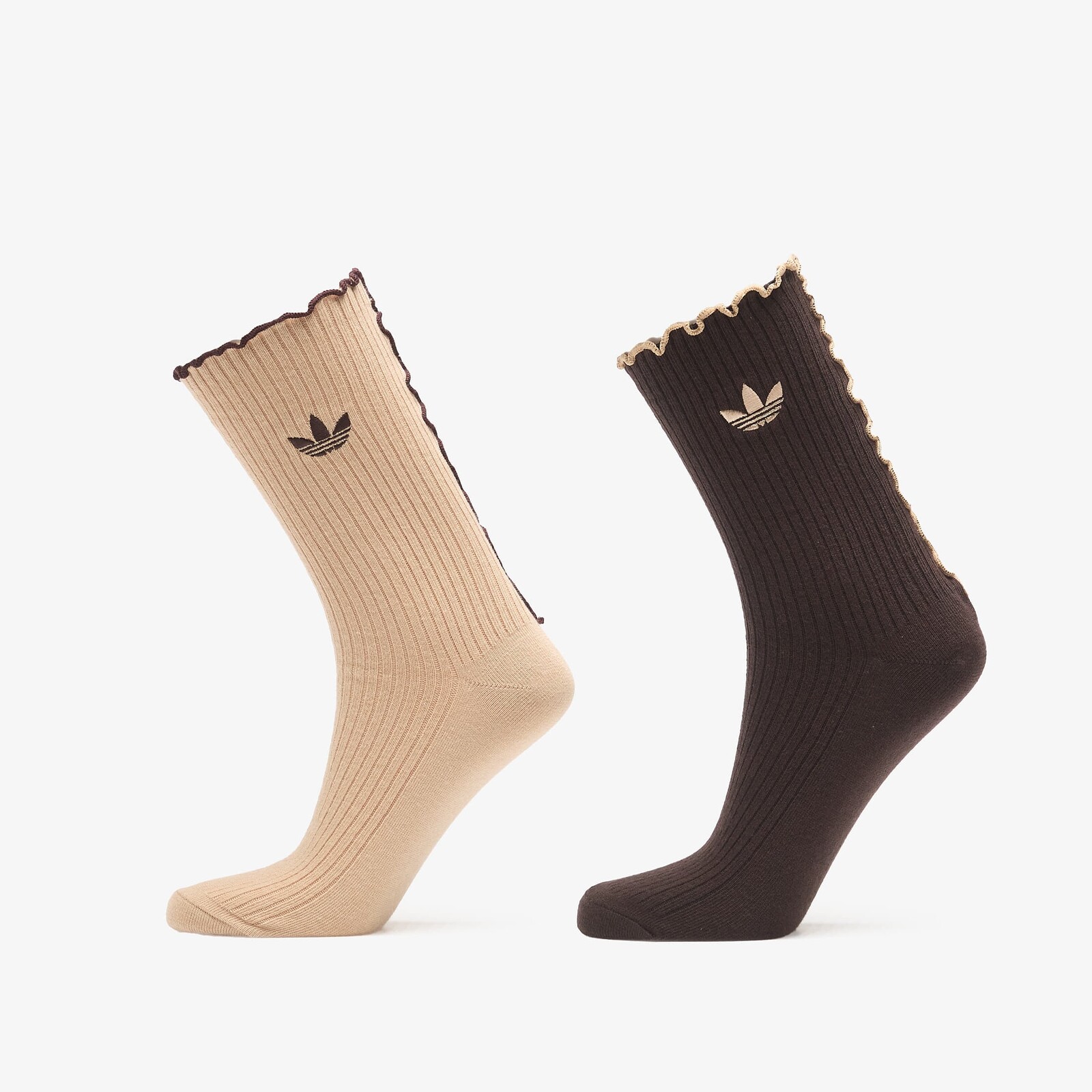 Ponožky adidas Ruffle Crew Socks 2 Pairs Magic Beige/ Aurora Coffee XS