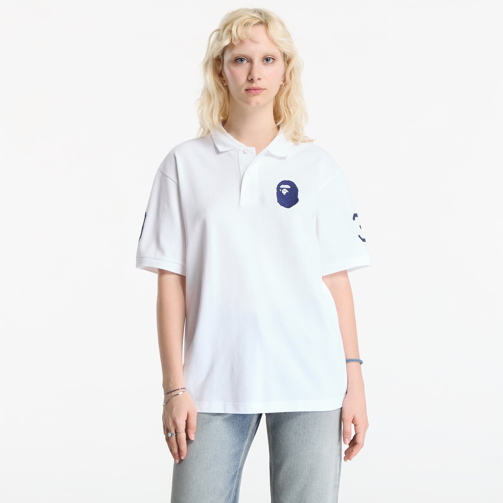 Tričko A Bathing Ape Large Ape Head Relaxed Fit Polo UNISEX White L