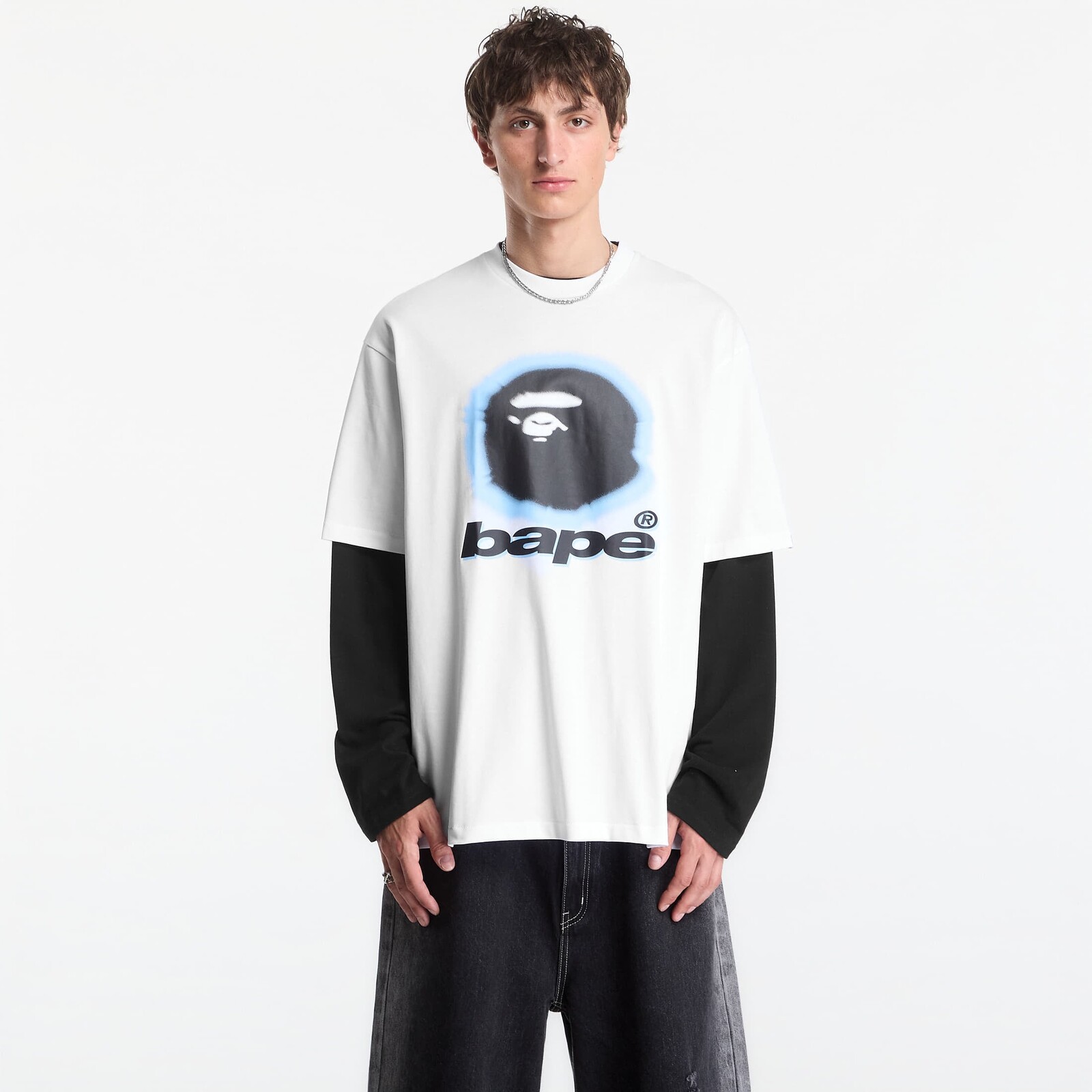 Tričko A Bathing Ape Spray Ape Head Relaxed Fit Tee UNISEX White L