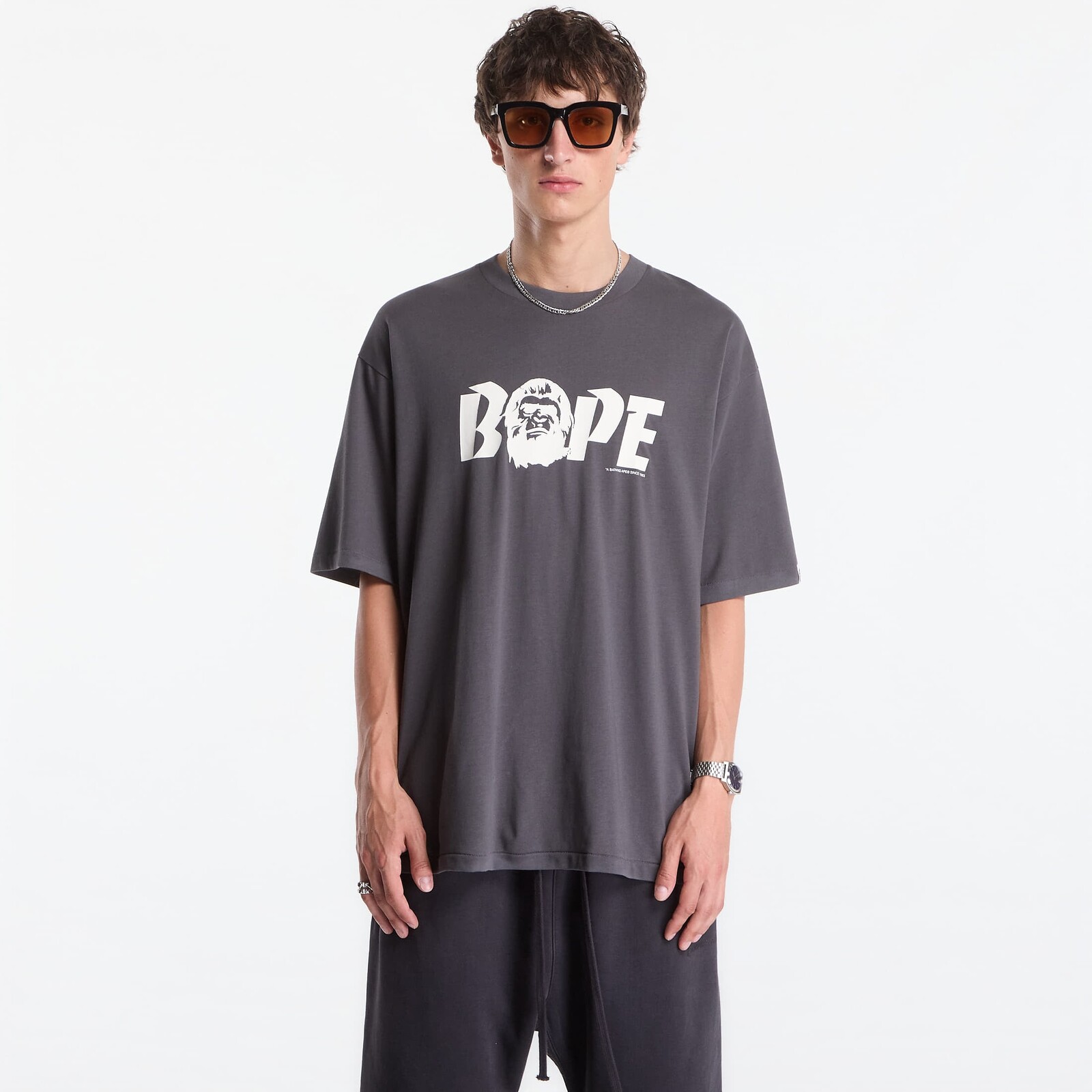Tričko A Bathing Ape Bape Logo Relaxed Fit Tee UNISEX Charcoal L