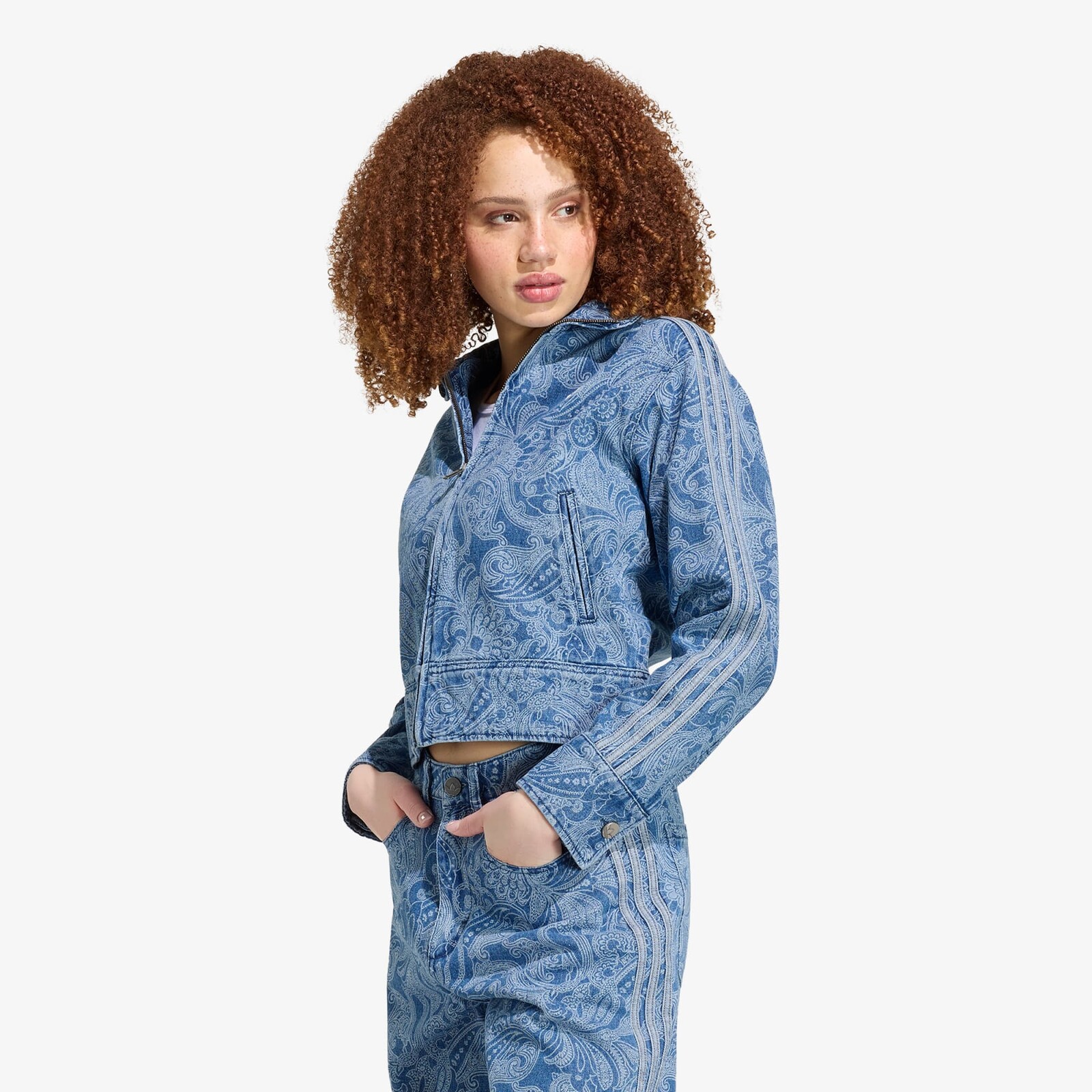 Bunda adidas Liberty London Firebird Denim Tracktop Medium Vintage Denim/ Light Denim XS