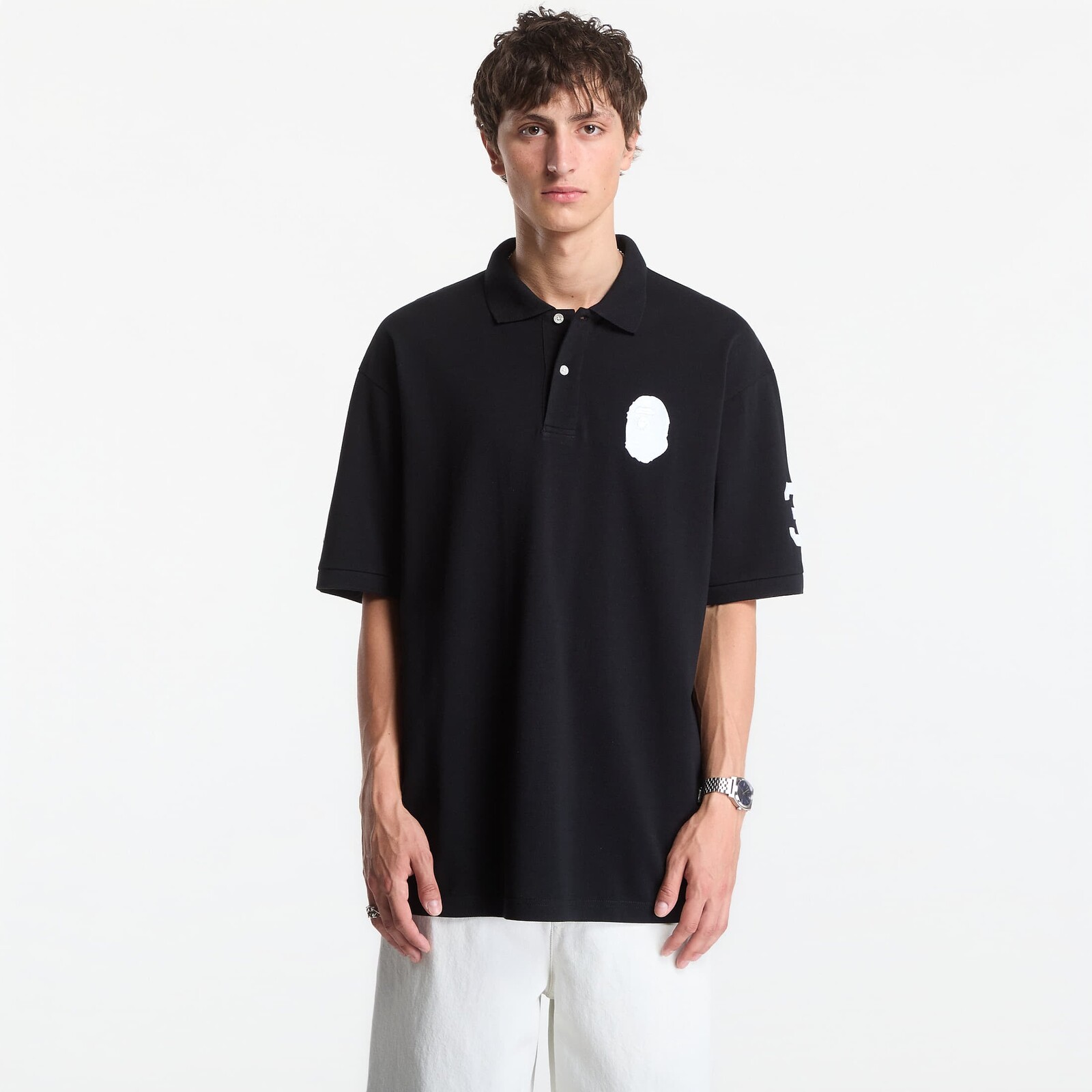 Tričko A Bathing Ape Large Ape Head Relaxed Fit Polo UNISEX Black XXL