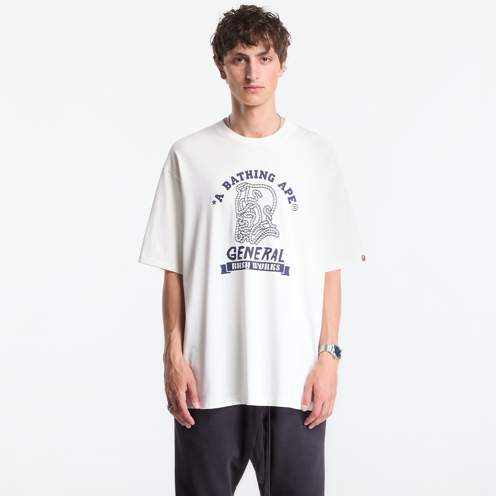 Tričko A Bathing Ape Ape General College Relaxed Fit Tee UNISEX Ivory M