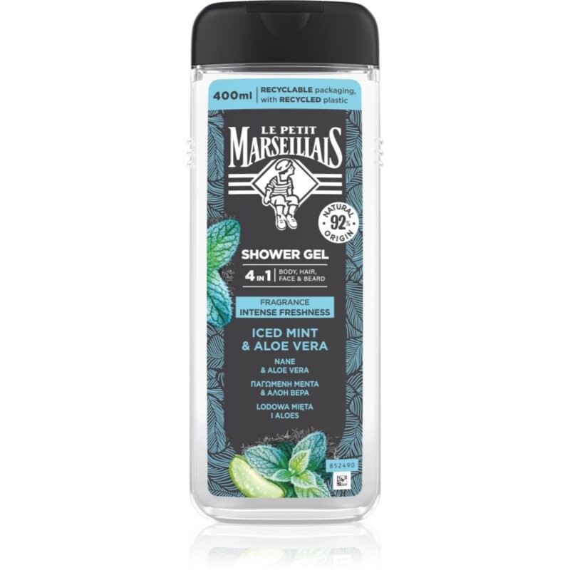 Le Petit Marseillais Iced Mint & Aloe Vera sprchový gél 4 v 1 pre mužov 400 ml