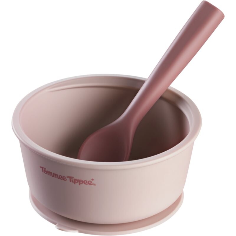 Tommee Tippee EasiStick™ Silicone Bowl & Spoon silikónová miska s prísavkou 4m+ Pink 1 ks
