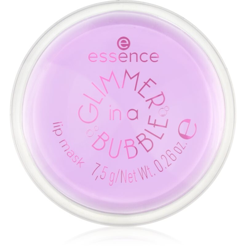 essence GLIMMER IN A BUBBLE hydratačná maska na pery s trblietkami odtieň 01 Kiss In A Bubble 7.5 g