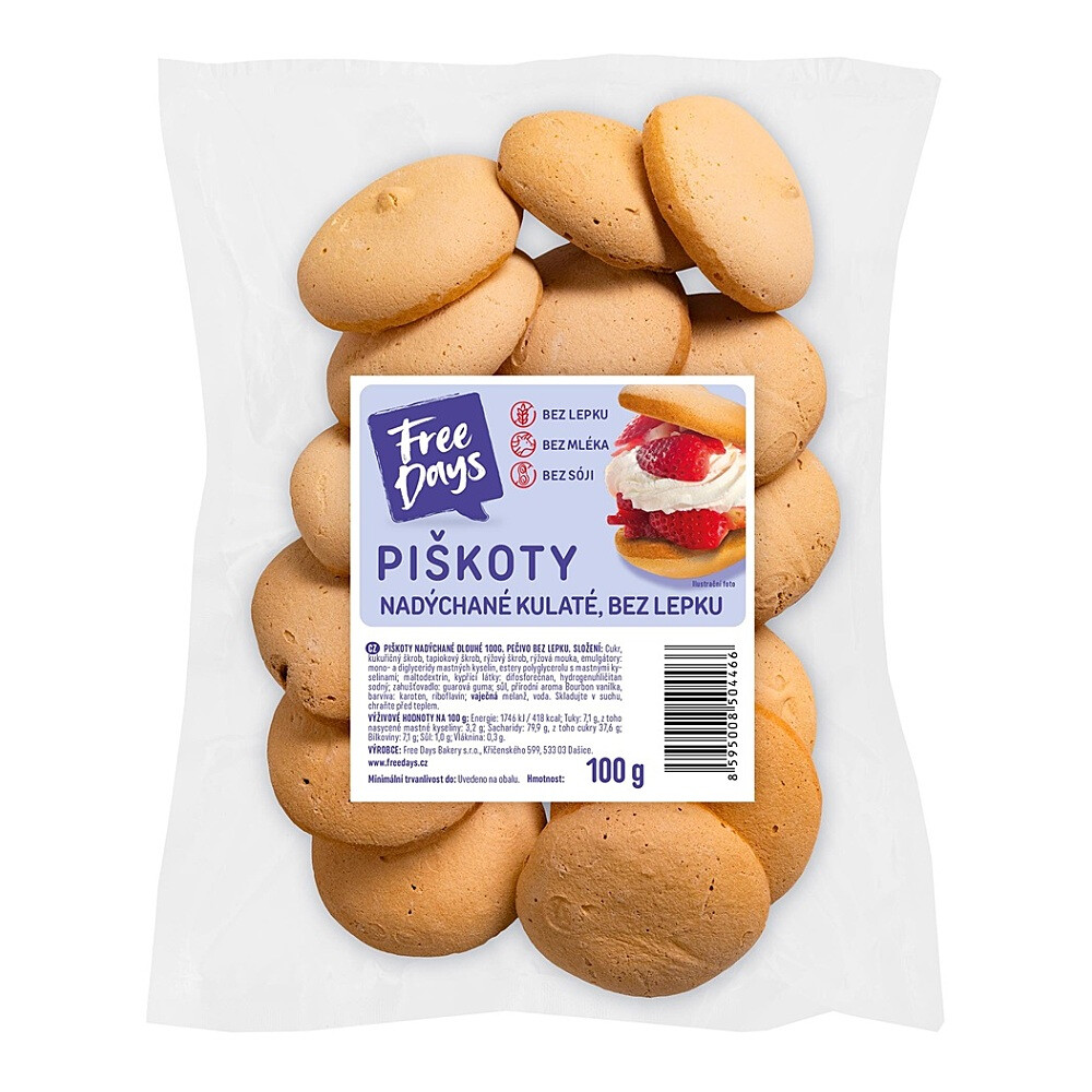 FREE DAYS Bakery piškóty nadýchané okrúhle bez lepku 100 g