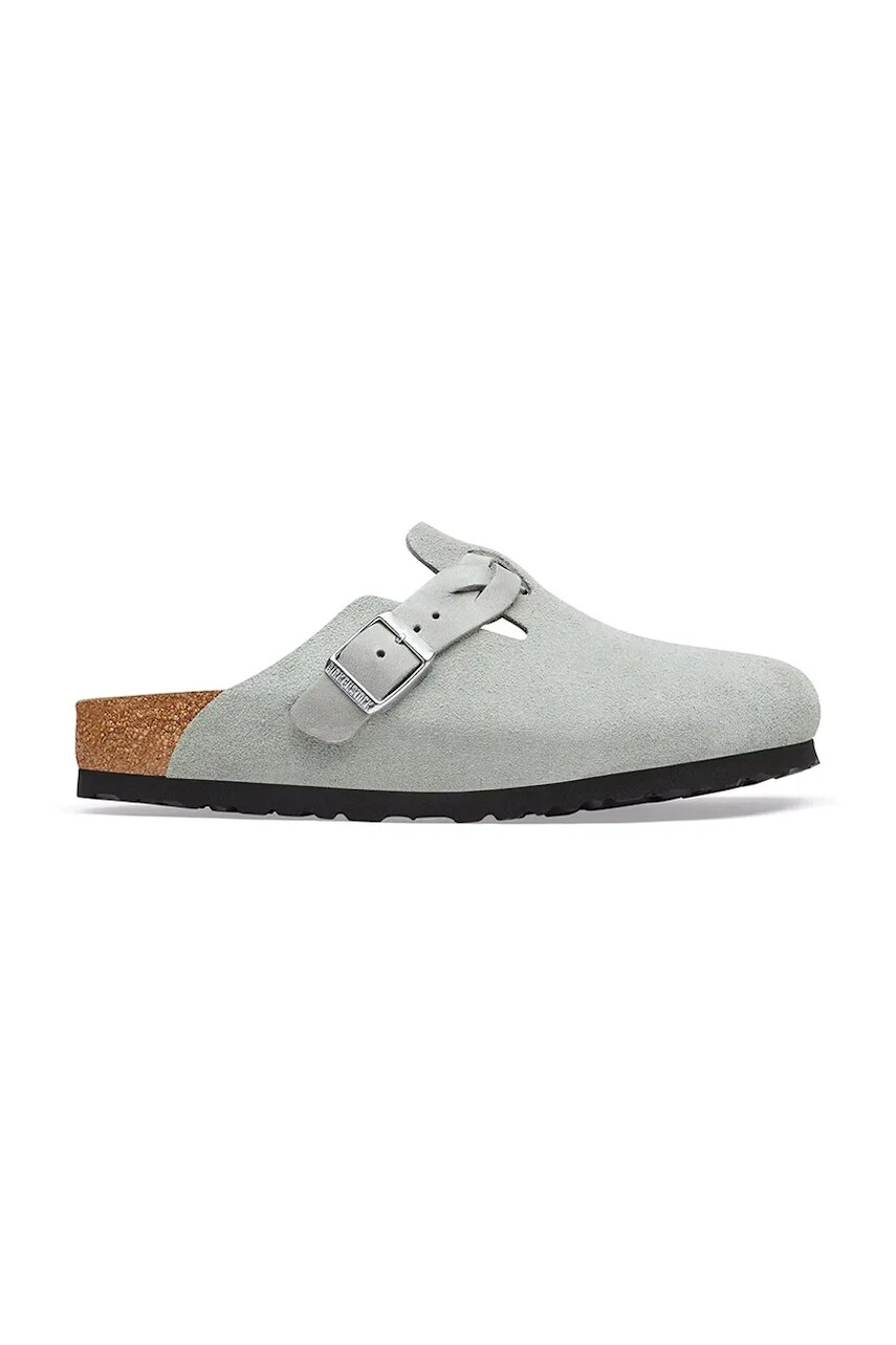 Birkenstock šľapky mules dámske semišové Boston Braided Suede Leather