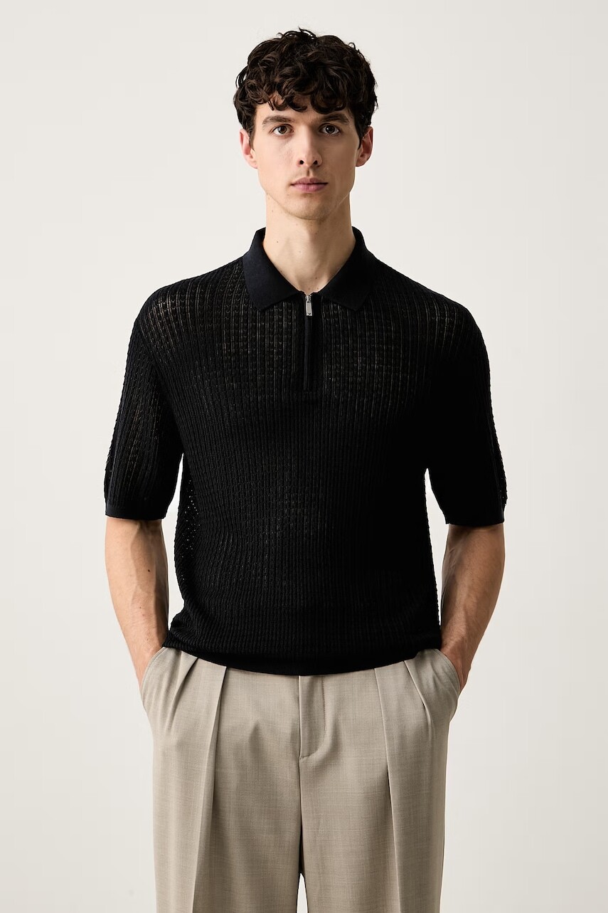 Emporio Armani úpletové polo tričko pánske s lyocellom