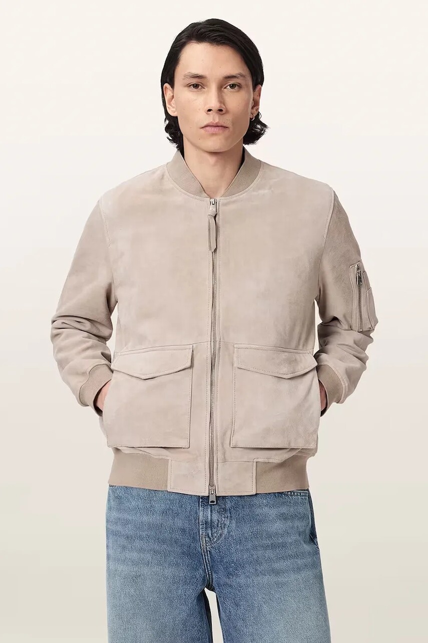 AllSaints bunda bomber pánska semišová ROKKO