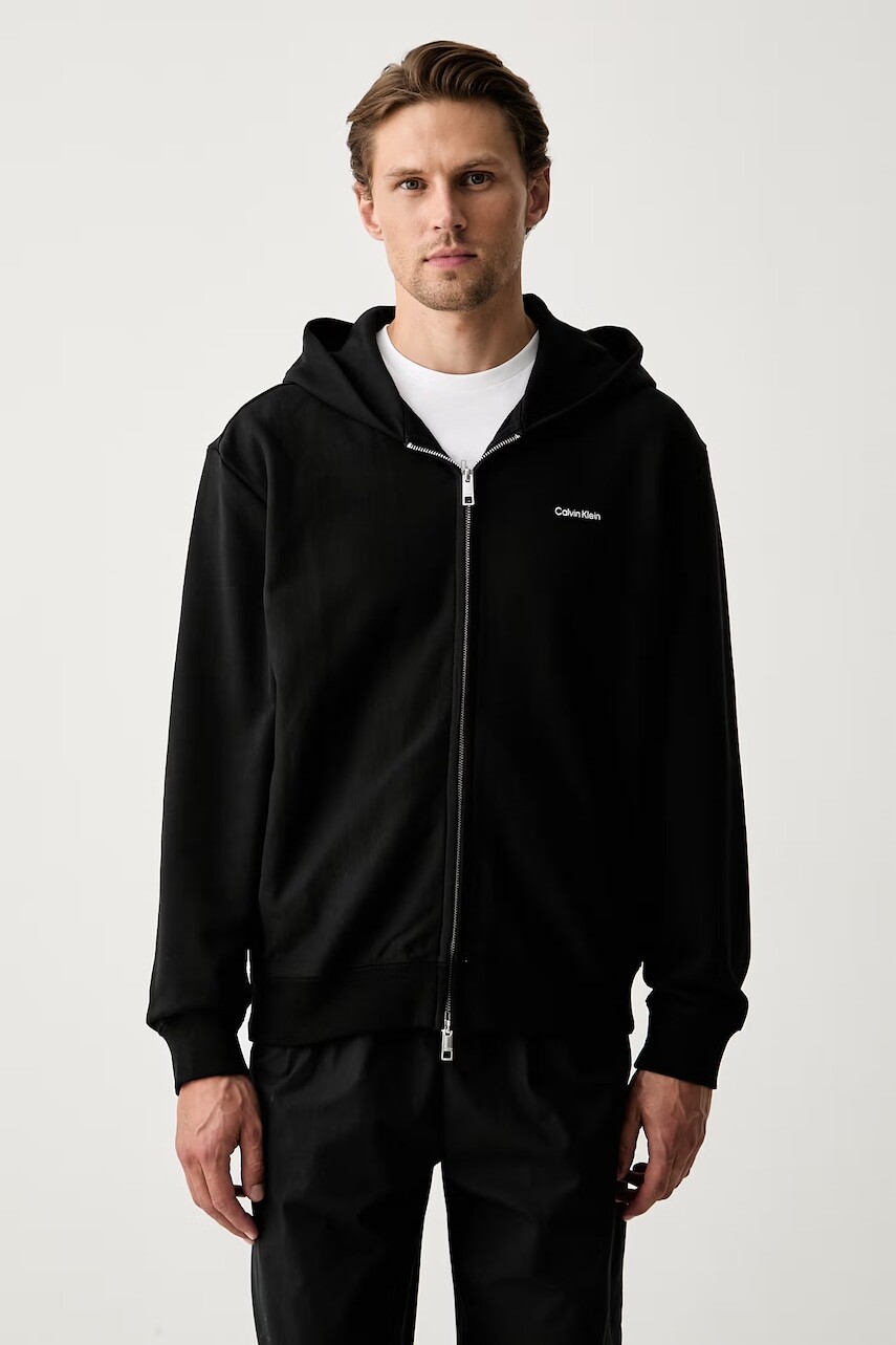 Calvin Klein mikina na zips s kapucňou pánska s bavlnou