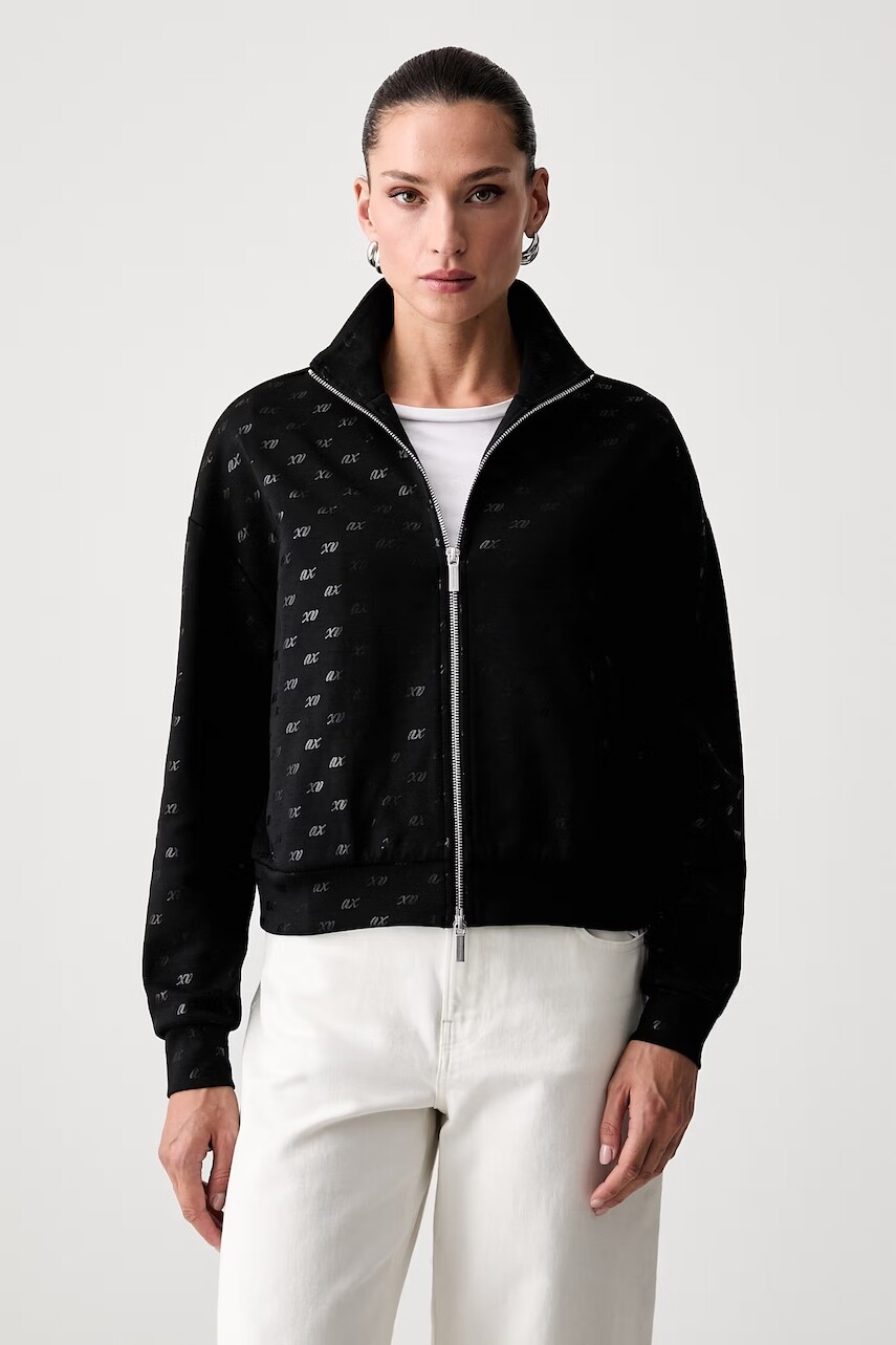 Armani Exchange mikina na zips dámska s bavlnou