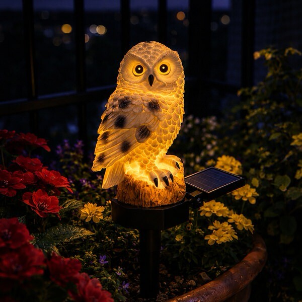 Záhradná solárna lampa sova