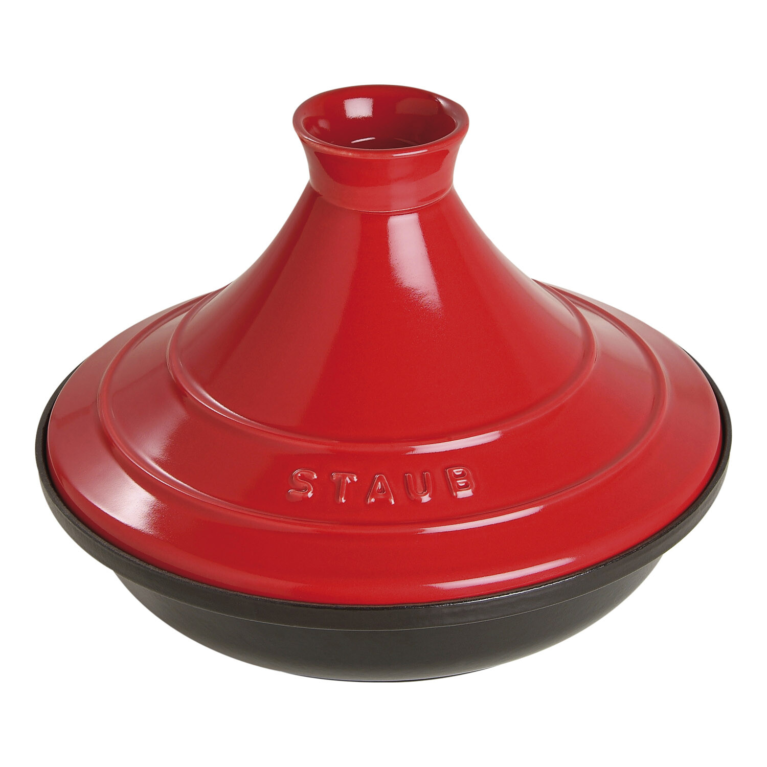 Liatinový tajine O 28 cm čierny s višňovou pokrievkou Staub