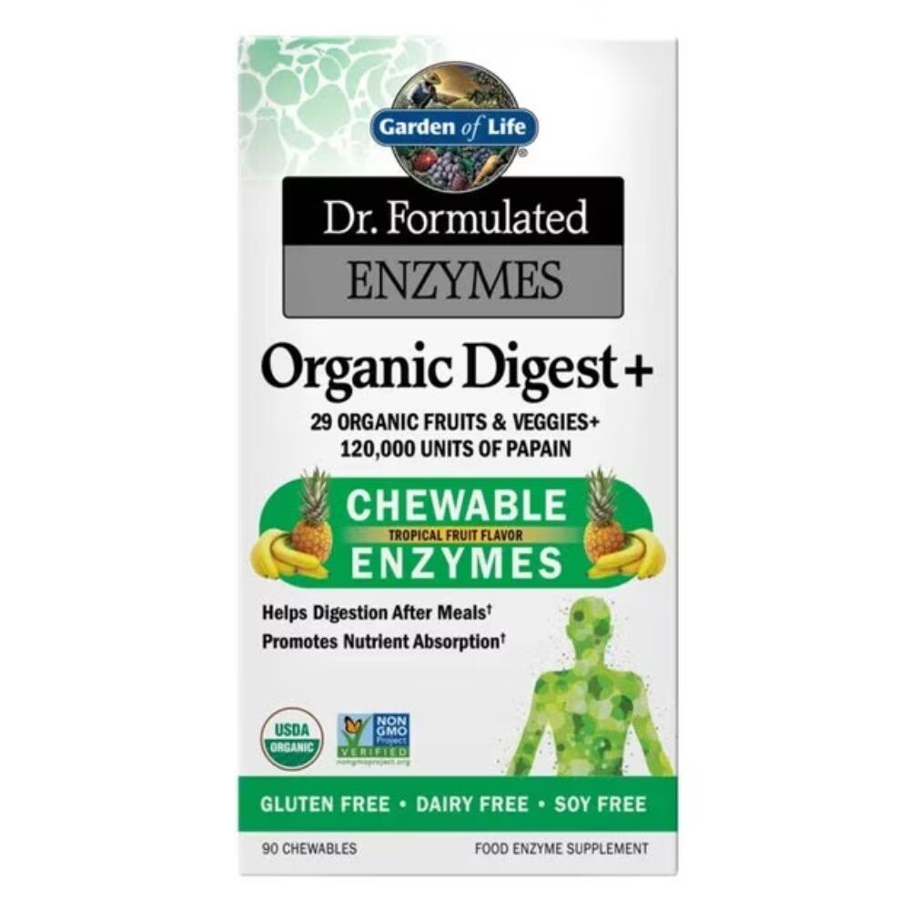 Dr. Formulated Tráviace enzýmy organické s príchuťou tropického ovocia Garden of Life 90ks