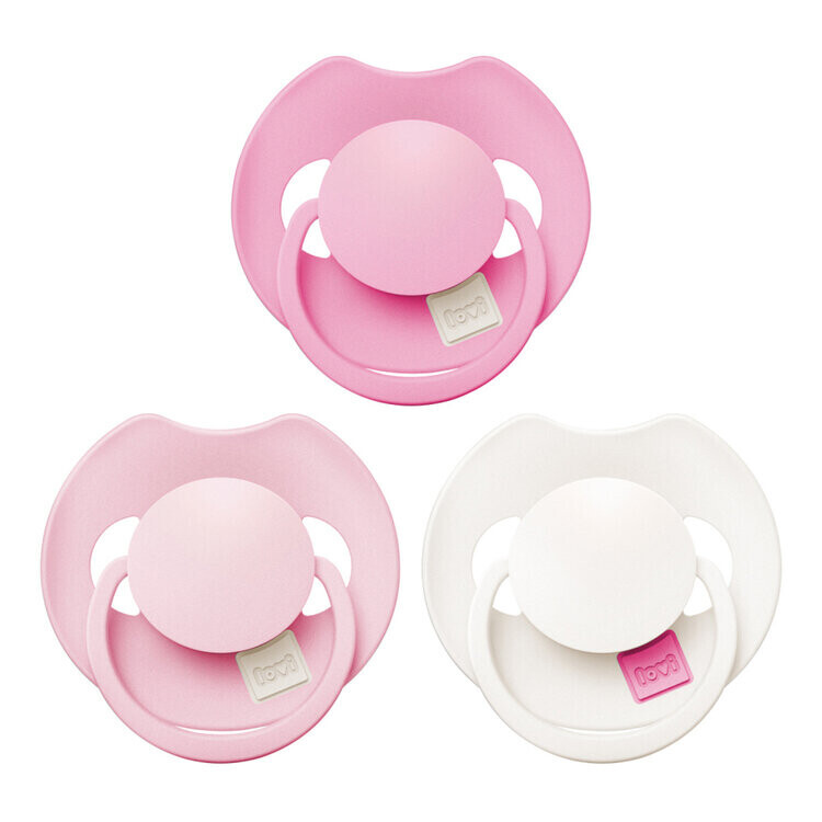 LOVI Cumlík silikónový dynamický Prime 18m+ 3ks Peony Pink