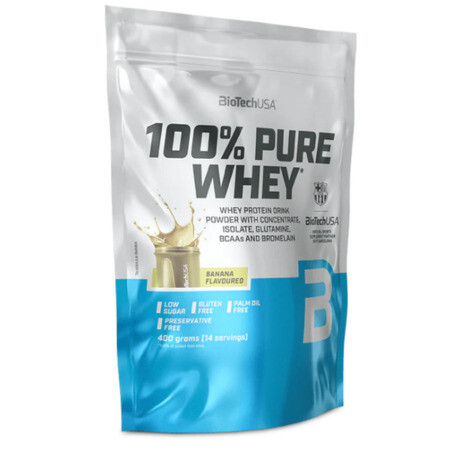 BIOTECHUSA 100 % Pure whey proteínový prášok banán 400 g